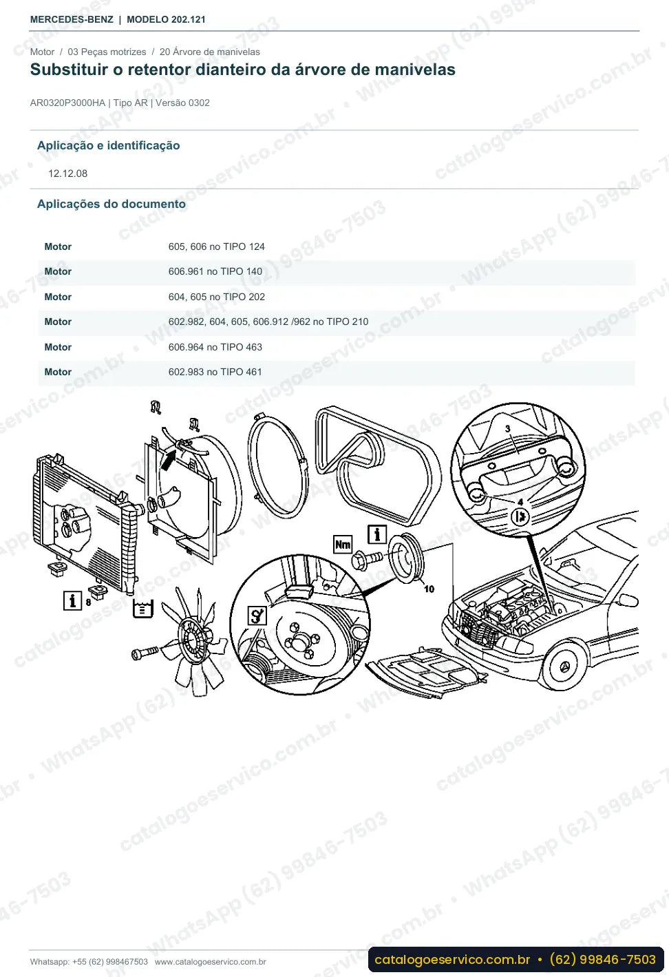 Página de procedimento do manual de oficina Mercedes-Benz C 220 (W202)