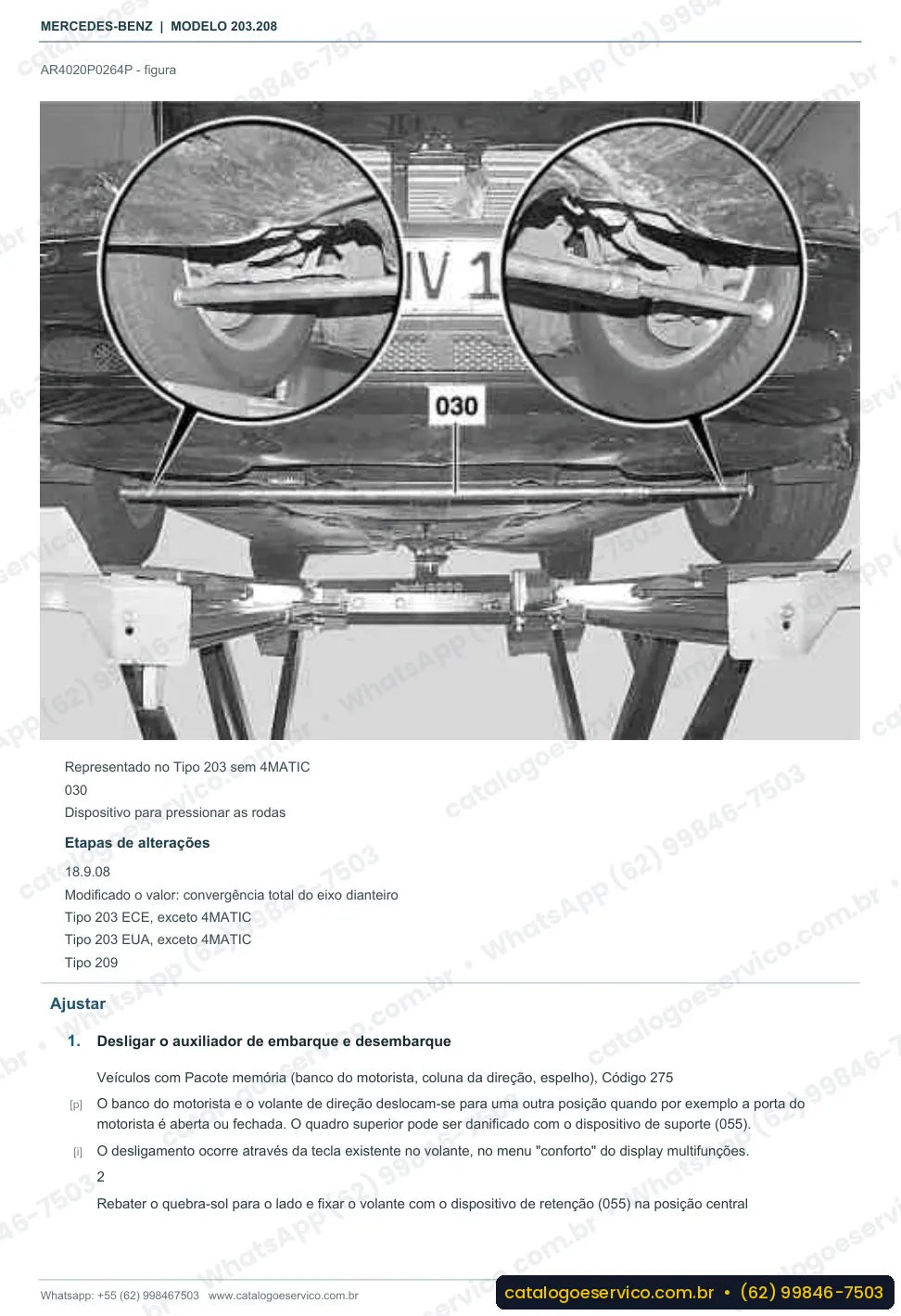Página de procedimento do manual de oficina Mercedes-Benz C 220 (W203)