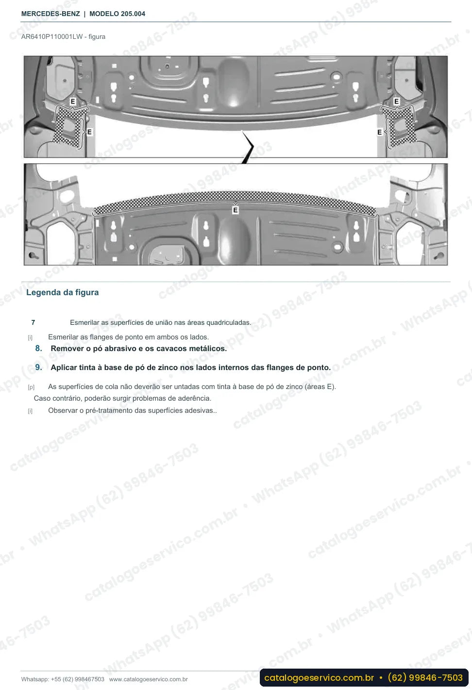 Página de procedimento do manual de oficina Mercedes-Benz C 220 (W205)