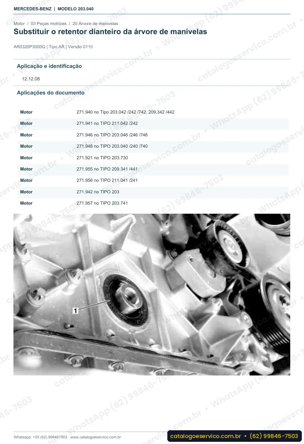 Página de procedimento do manual de oficina Mercedes-Benz C 230 (W203)