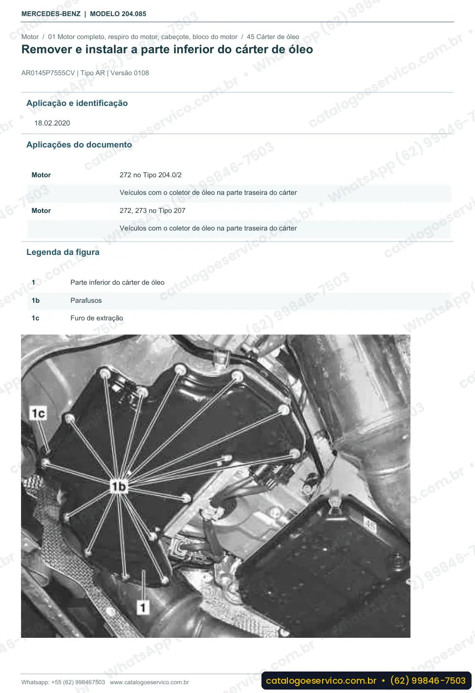 Página de procedimento do manual de oficina Mercedes-Benz C 230 (W204)