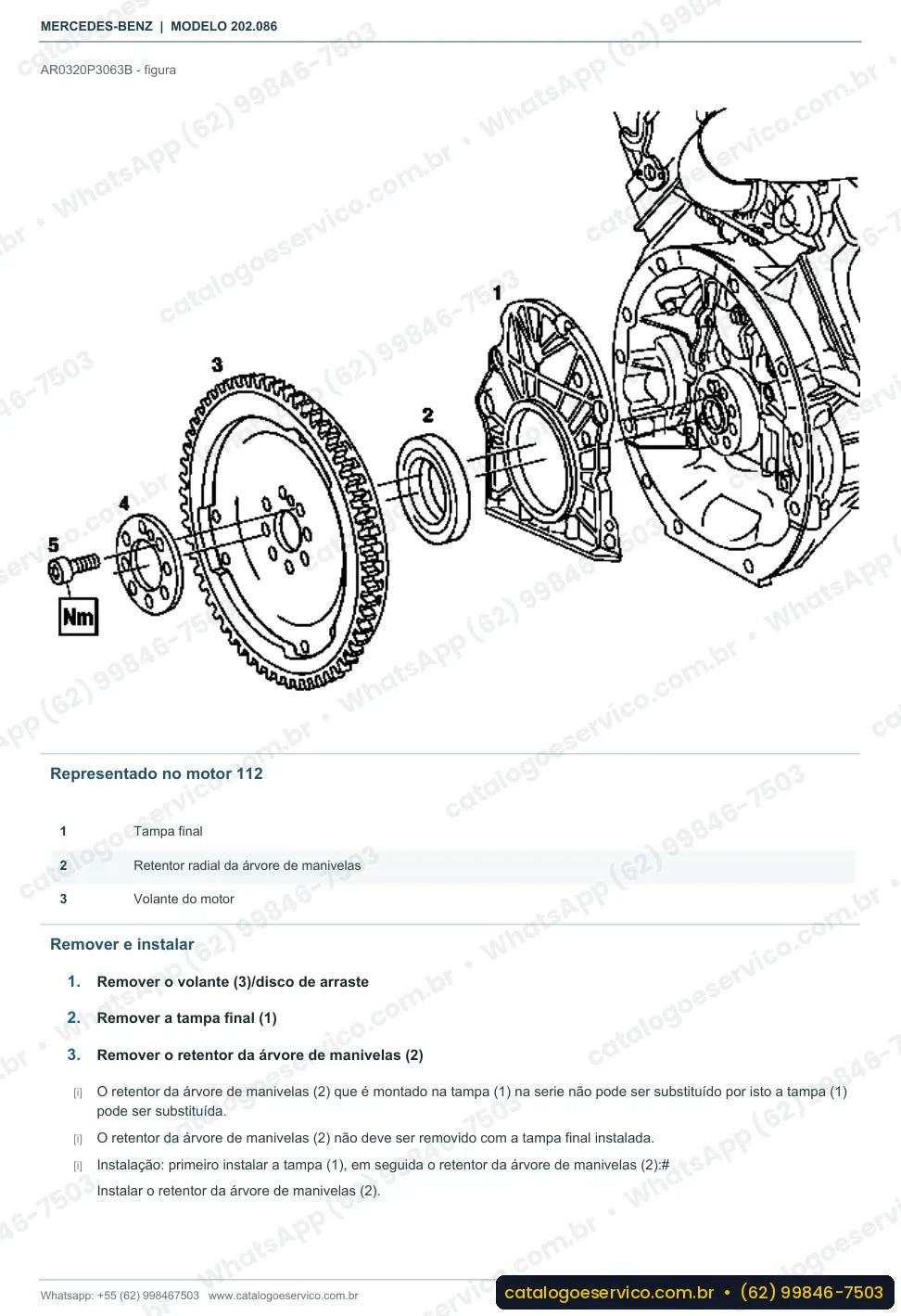Página de procedimento do manual de oficina Mercedes-Benz C 240 (W202)