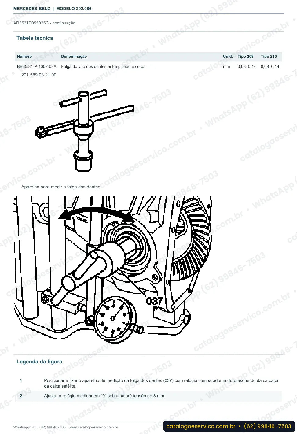 Página de procedimento do manual de oficina Mercedes-Benz C 240 (W202)
