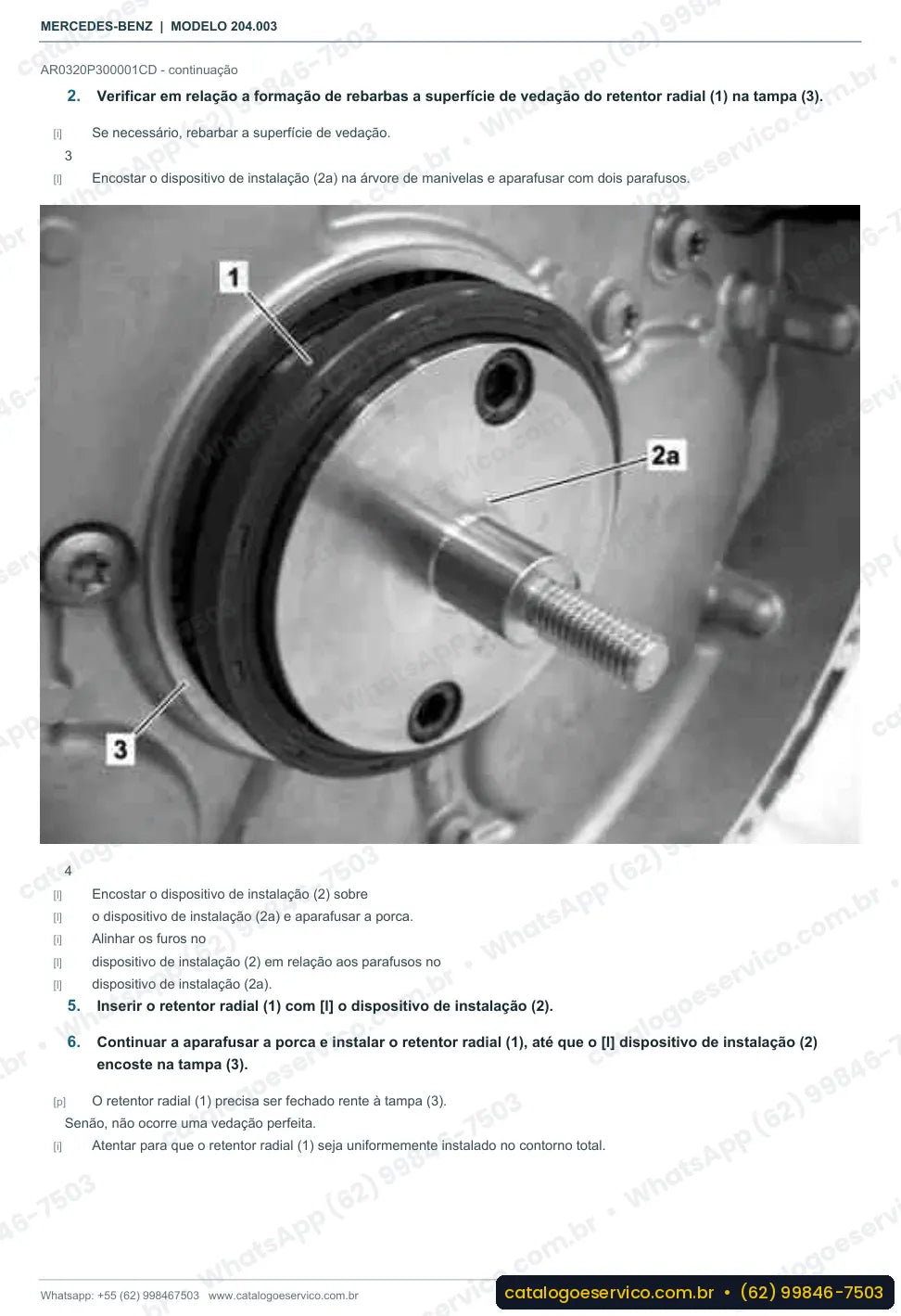 Página de procedimento do manual de oficina Mercedes-Benz C 250 (W204)