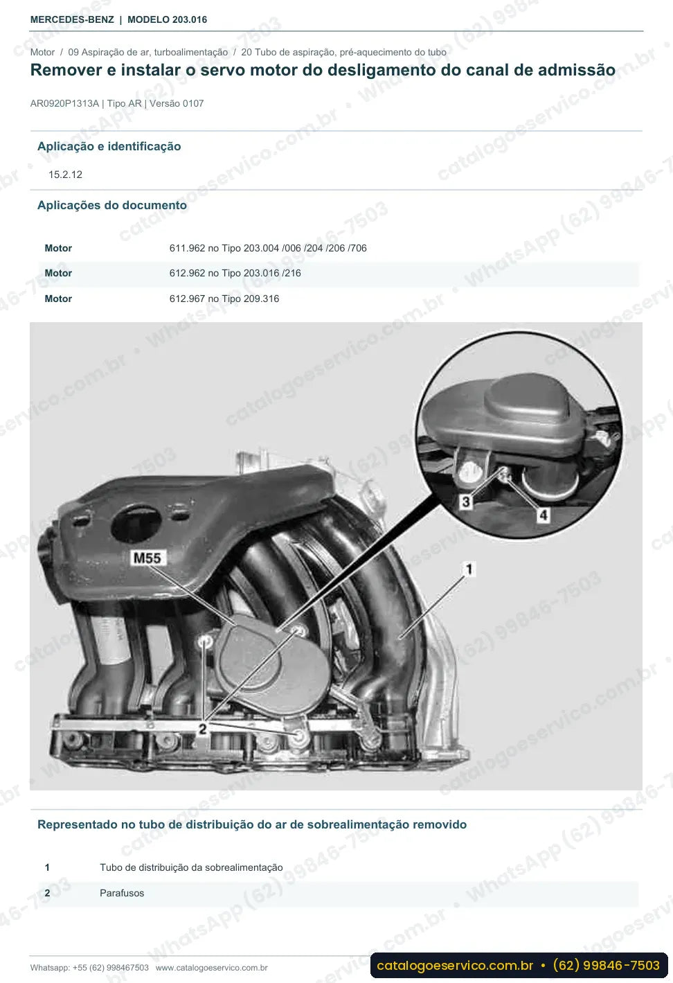 Página de procedimento do manual de oficina Mercedes-Benz C 270 (W203)