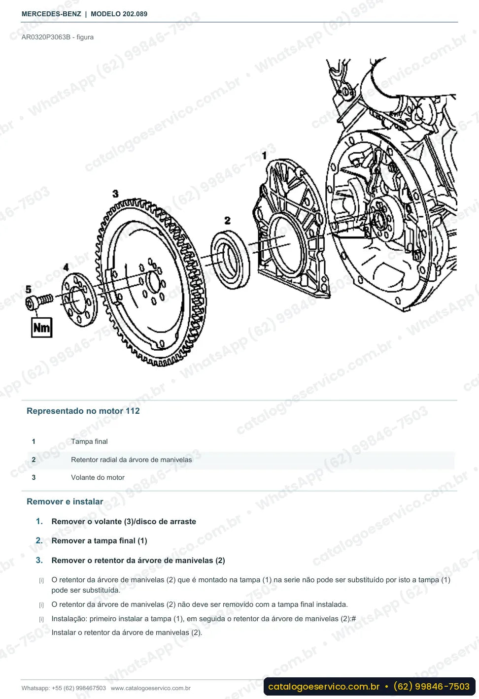 Página de procedimento do manual de oficina Mercedes-Benz C 280 (W202)