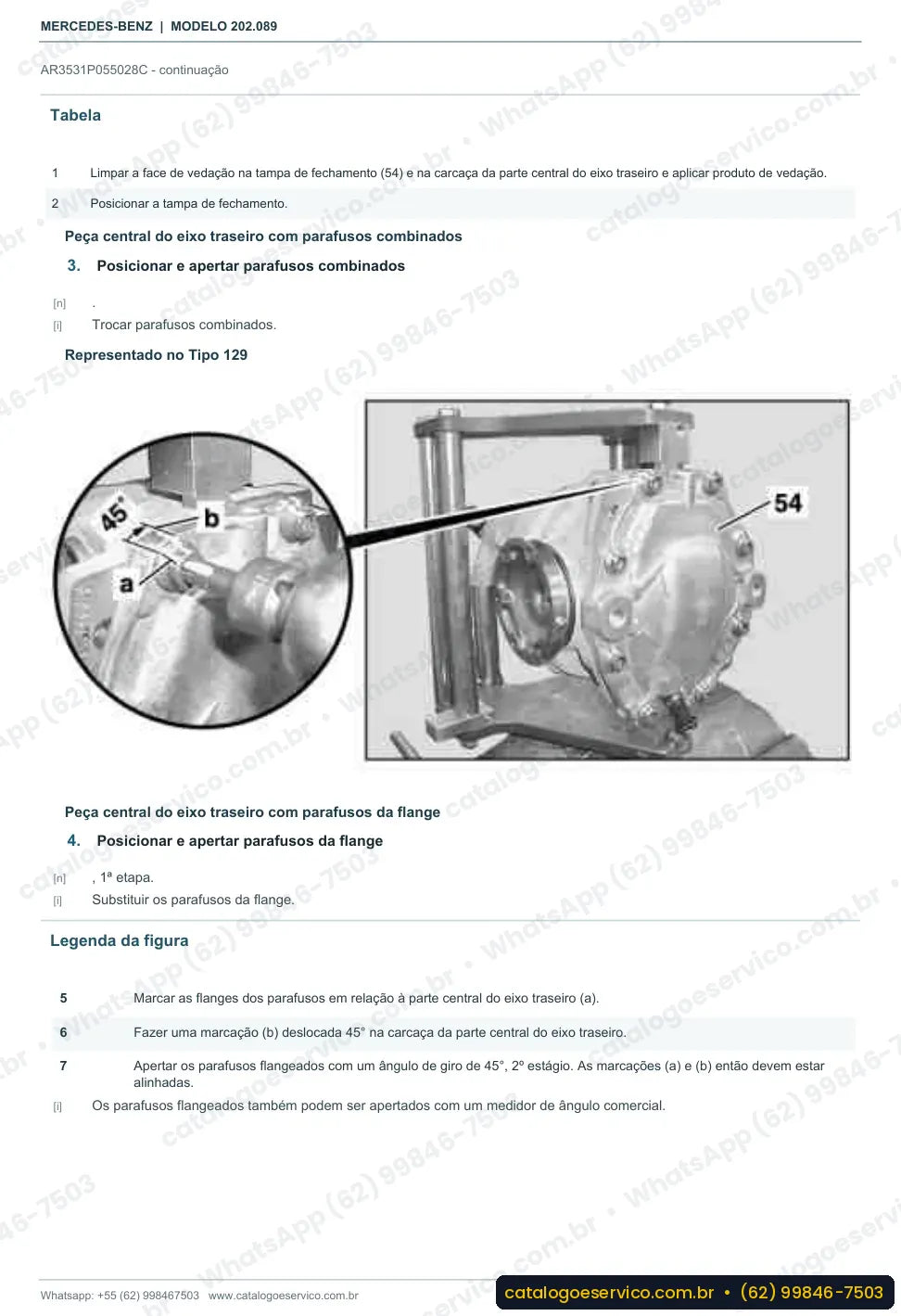 Página de procedimento do manual de oficina Mercedes-Benz C 280 (W202)