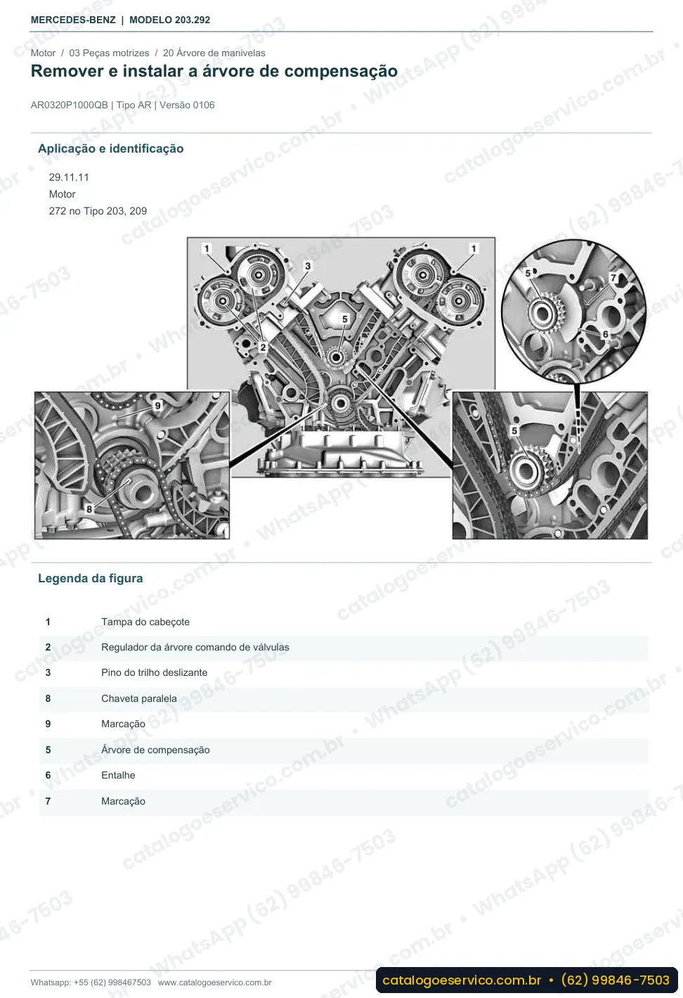 Página de procedimento do manual de oficina Mercedes-Benz C 280 (W203)