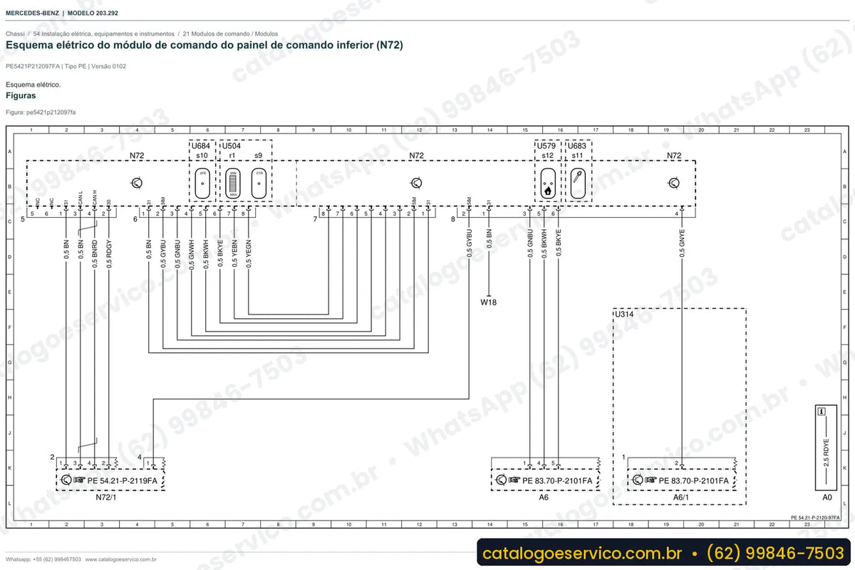 Página de esquema elétrico do manual Mercedes-Benz C 280 (W203)
