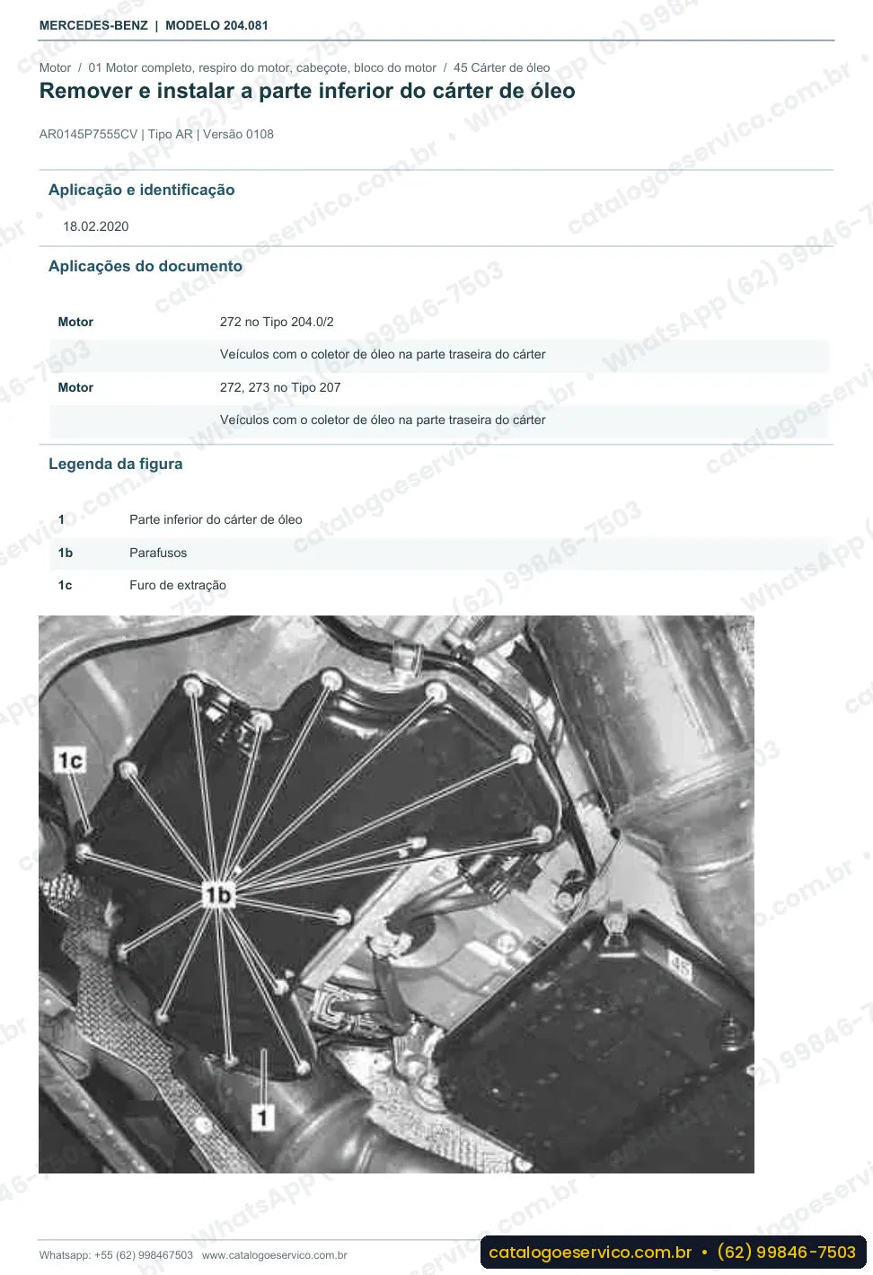 Página de procedimento do manual de oficina Mercedes-Benz C 280 (W204)