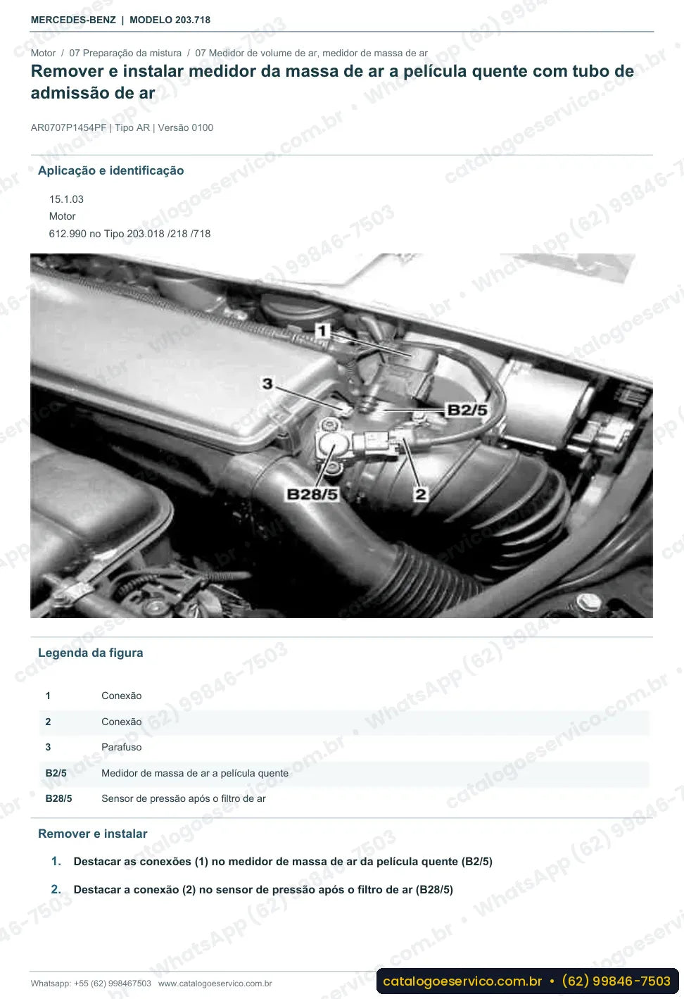 Página de procedimento do manual de oficina Mercedes-Benz C 30 CDI AMG Sportcoupé (CL203)