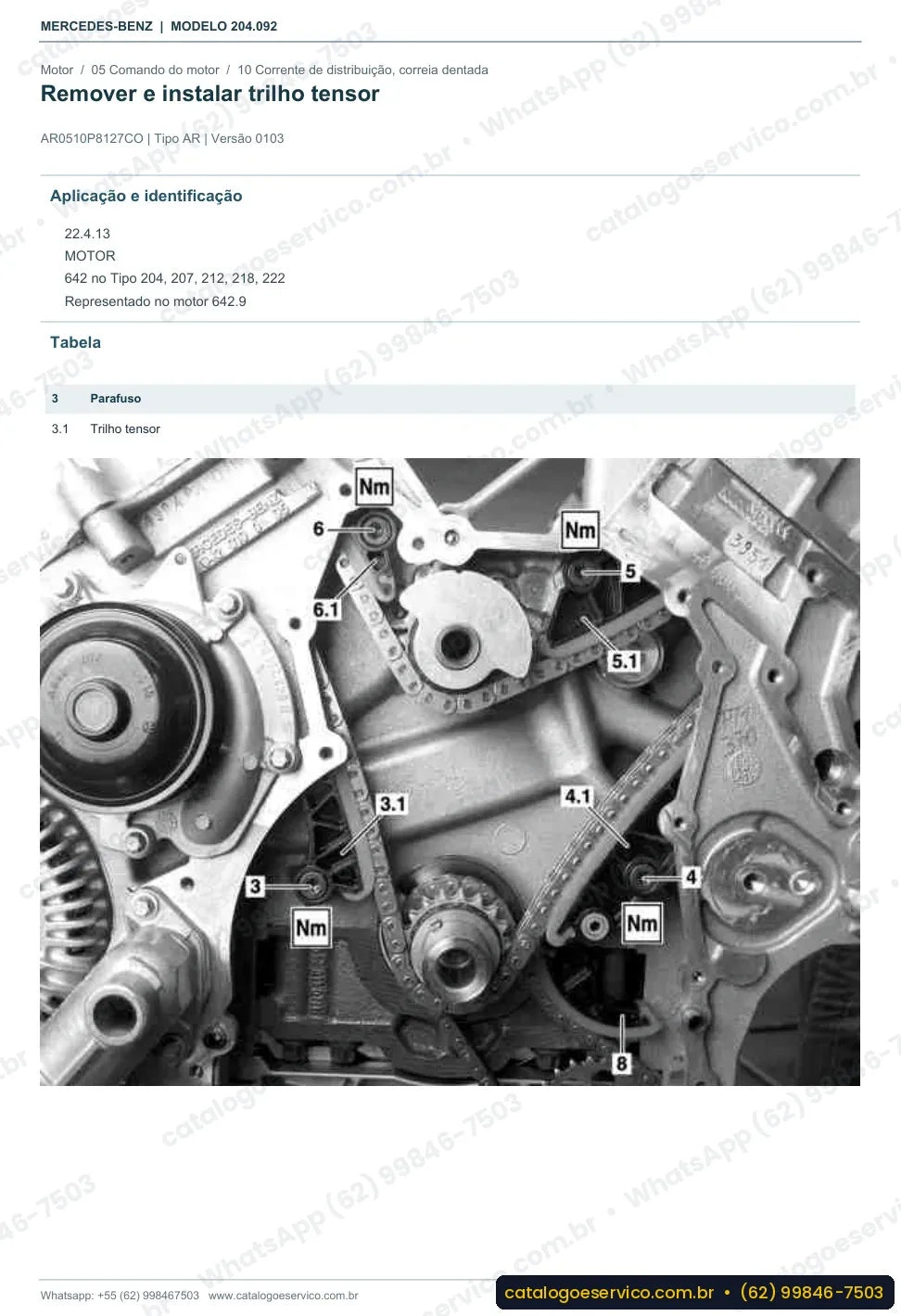 Página de procedimento do manual de oficina Mercedes-Benz C 300 (W204)