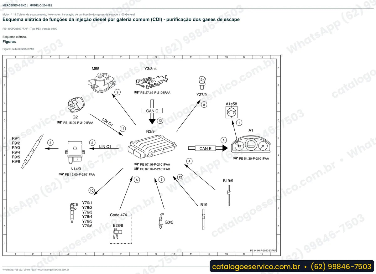Página de esquema elétrico do manual Mercedes-Benz C 300 (W204)