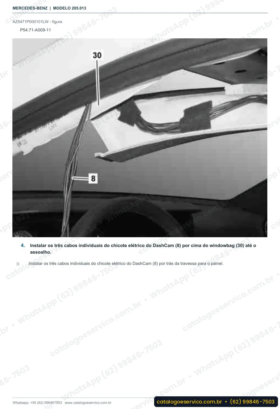 Página de procedimento do manual de oficina Mercedes-Benz C 300 (W205)