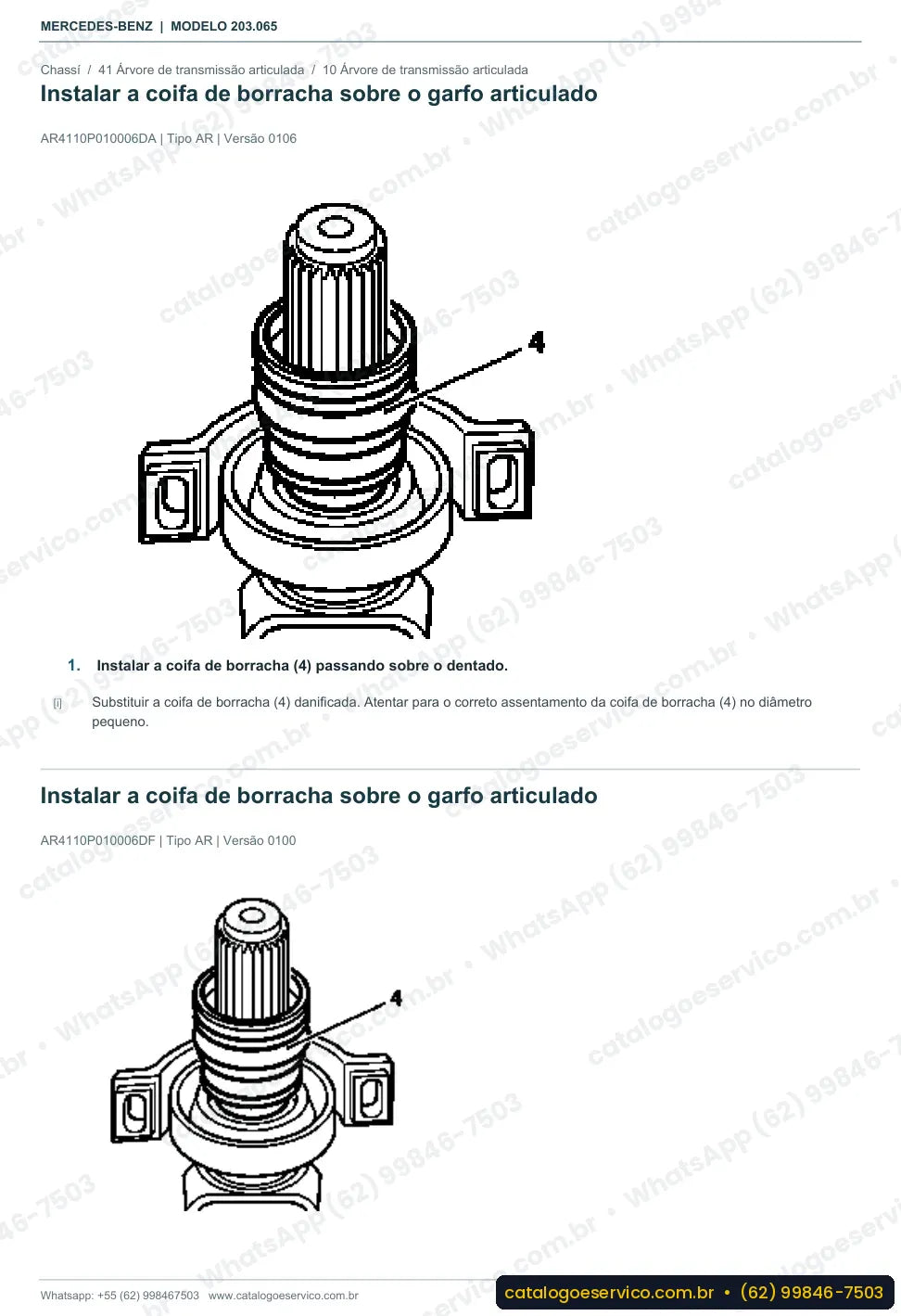 Página de procedimento do manual de oficina Mercedes-Benz C 32 AMG (W203)