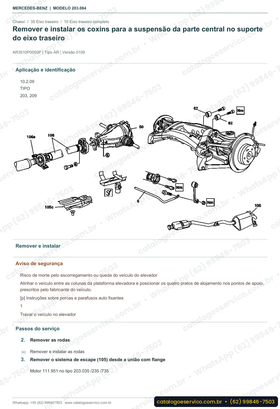 Página de procedimento do manual de oficina Mercedes-Benz C 320 (W203)