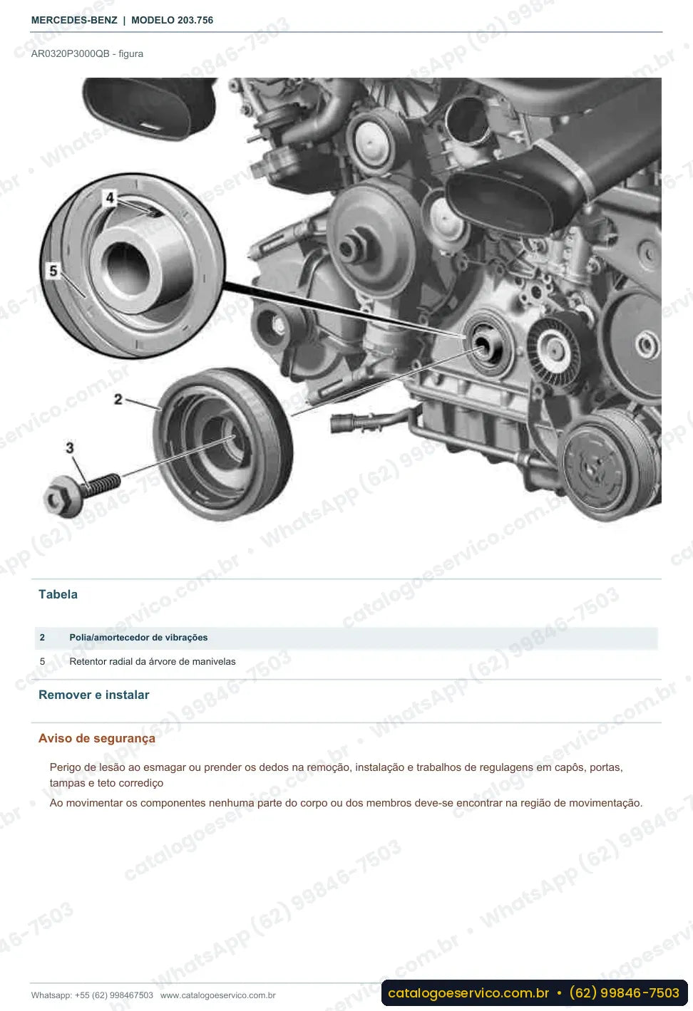 Página de procedimento do manual de oficina Mercedes-Benz C 350 Sportcoupé (CL203)