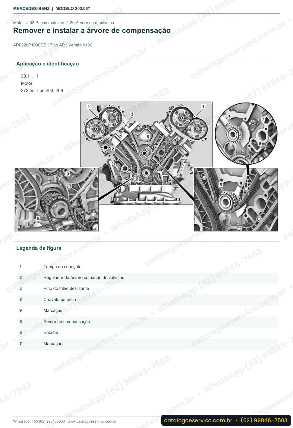 Página de procedimento do manual de oficina Mercedes-Benz C 350 (W203)