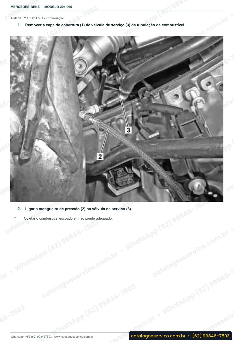 Página de procedimento do manual de oficina Mercedes-Benz C 350 (W204)
