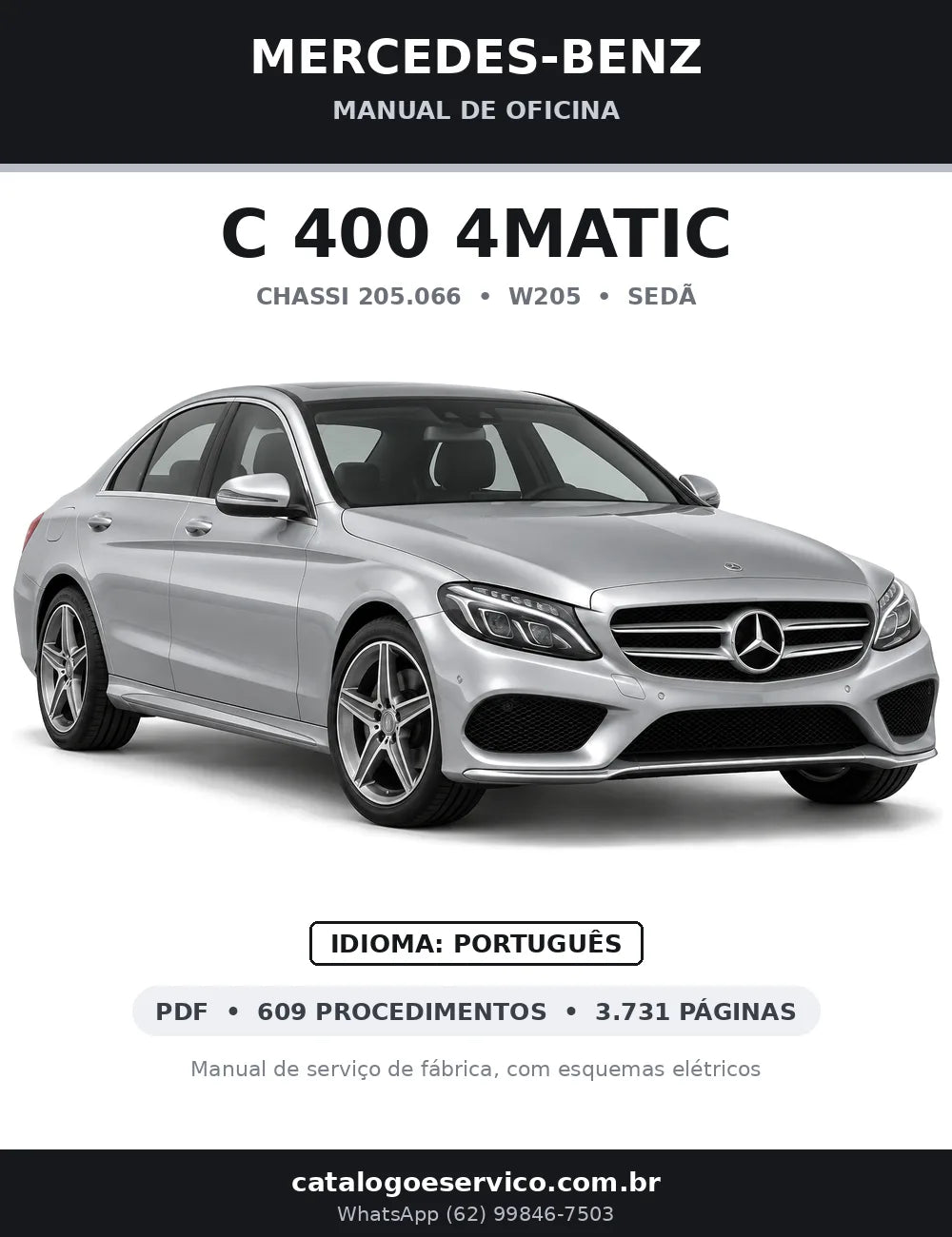 Capa do manual de oficina Mercedes-Benz C 400 4MATIC (W205)