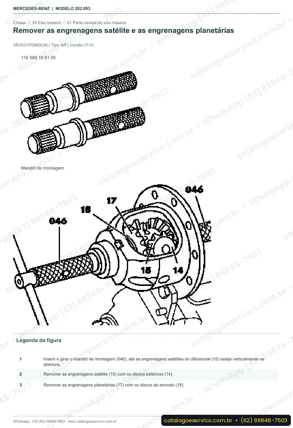 Página de procedimento do manual de oficina Mercedes-Benz C 43 AMG (W202)