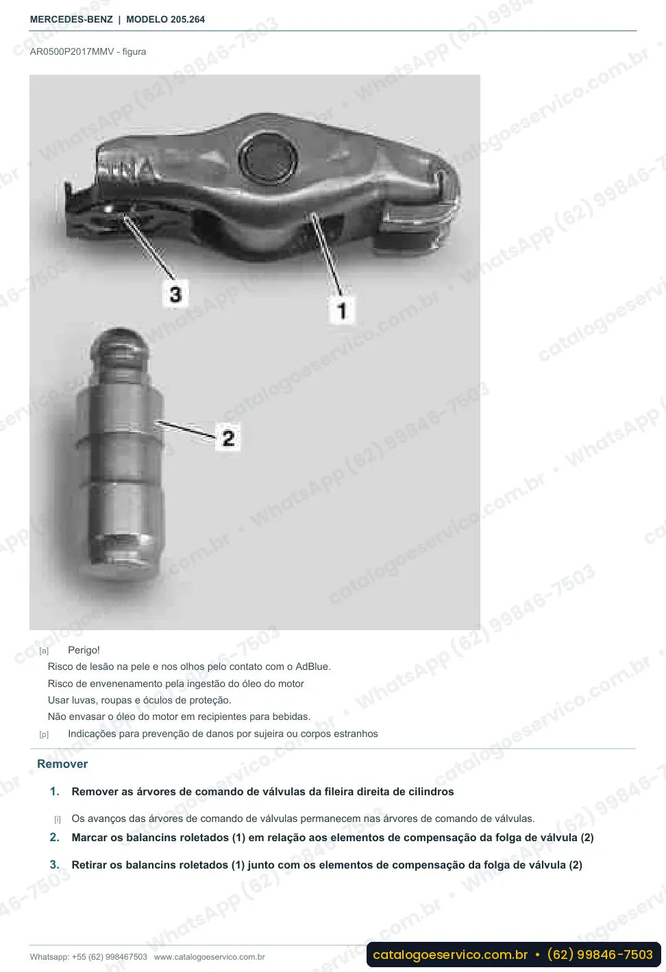Página de procedimento do manual de oficina Mercedes-Benz C 43 AMG (W205)