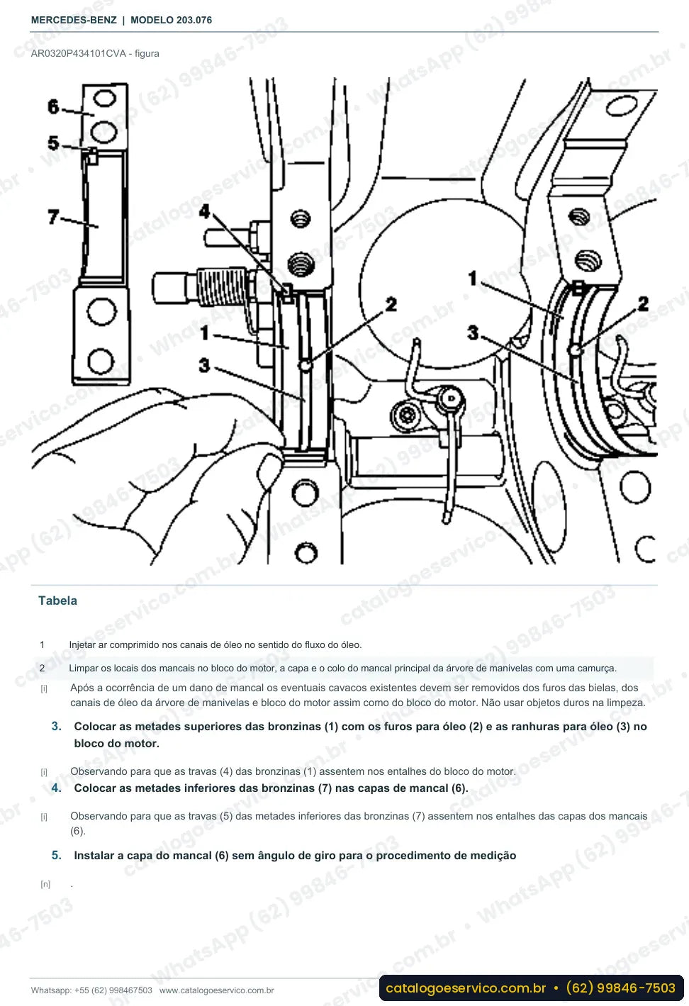 Página de procedimento do manual de oficina Mercedes-Benz C 55 AMG (W203)