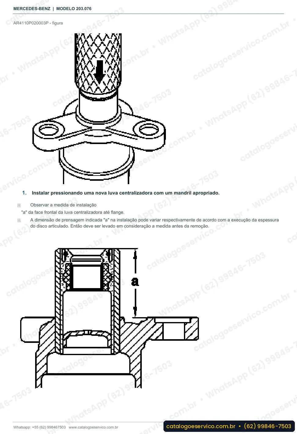 Página de procedimento do manual de oficina Mercedes-Benz C 55 AMG (W203)