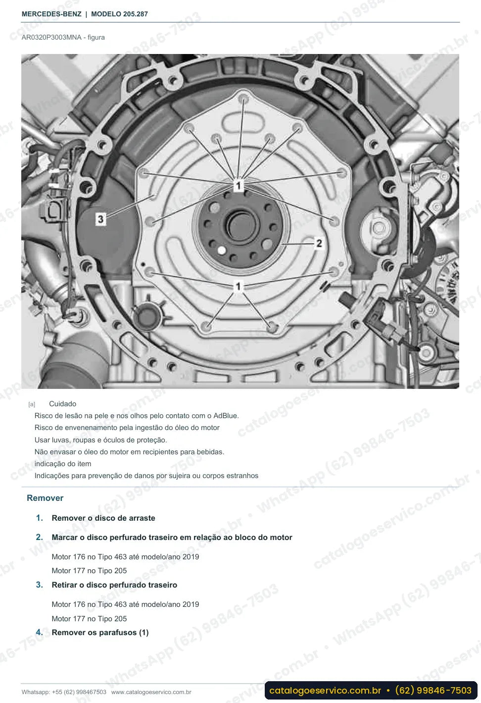 Página de procedimento do manual de oficina Mercedes-Benz C 63 AMG (W205)