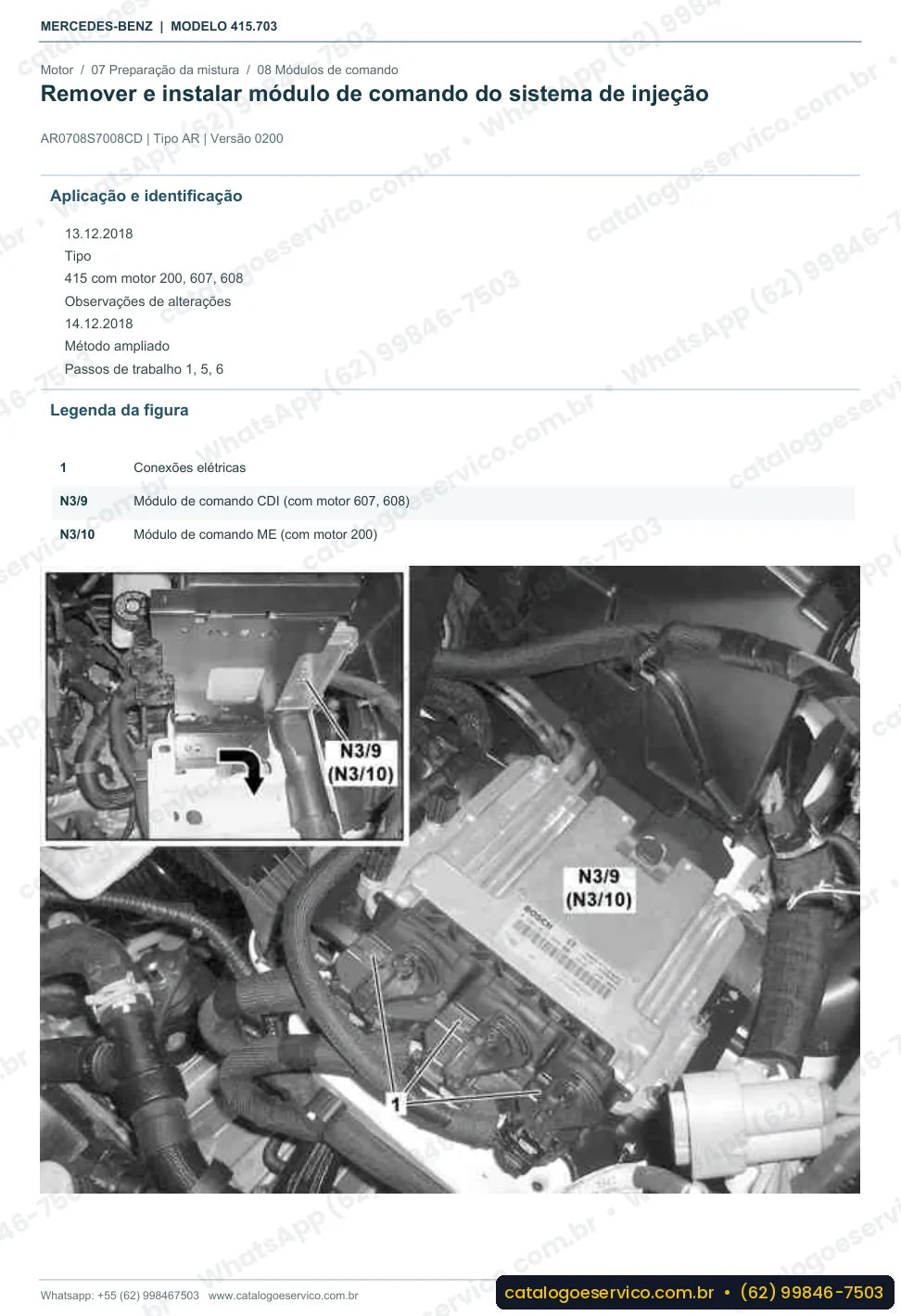 Página de procedimento do manual de oficina Mercedes-Benz Citan 108 CDI (415.703)