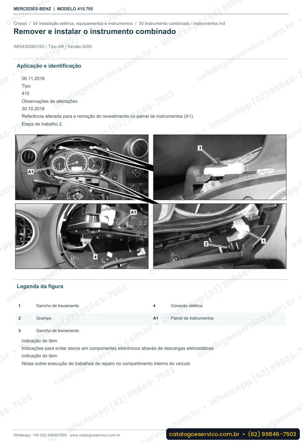 Página de procedimento do manual de oficina Mercedes-Benz Citan 109 CDI (415.705)