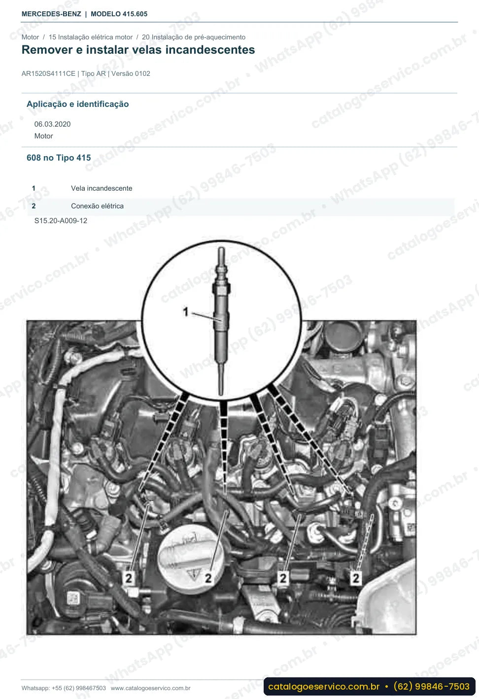 Página de procedimento do manual de oficina Mercedes-Benz Citan 111 CDI (415.605)