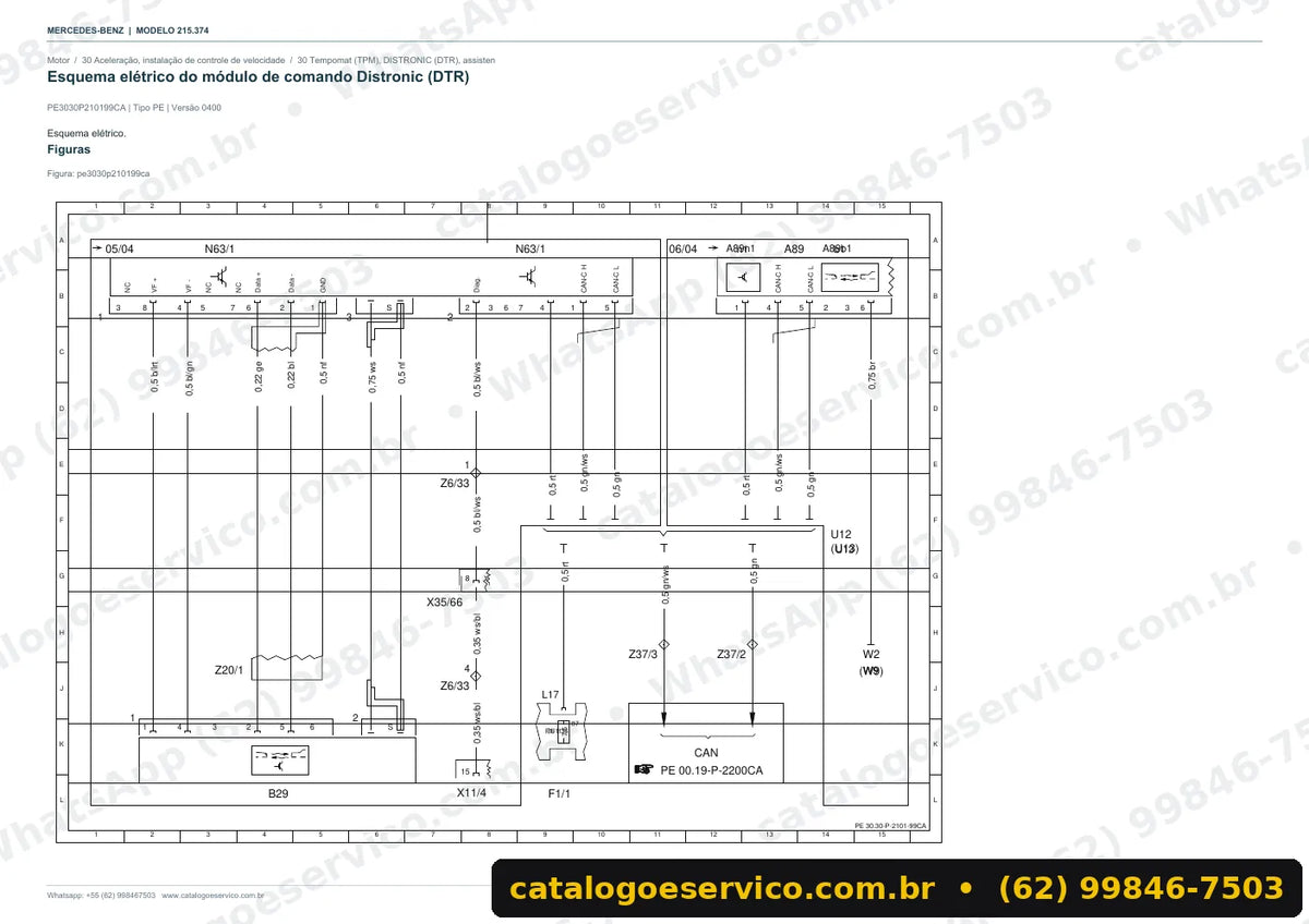 Página de esquema elétrico do manual Mercedes-Benz CL 55 AMG (C215)