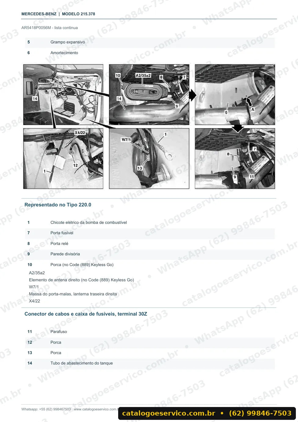 Página de procedimento do manual de oficina Mercedes-Benz CL 600 (C215)