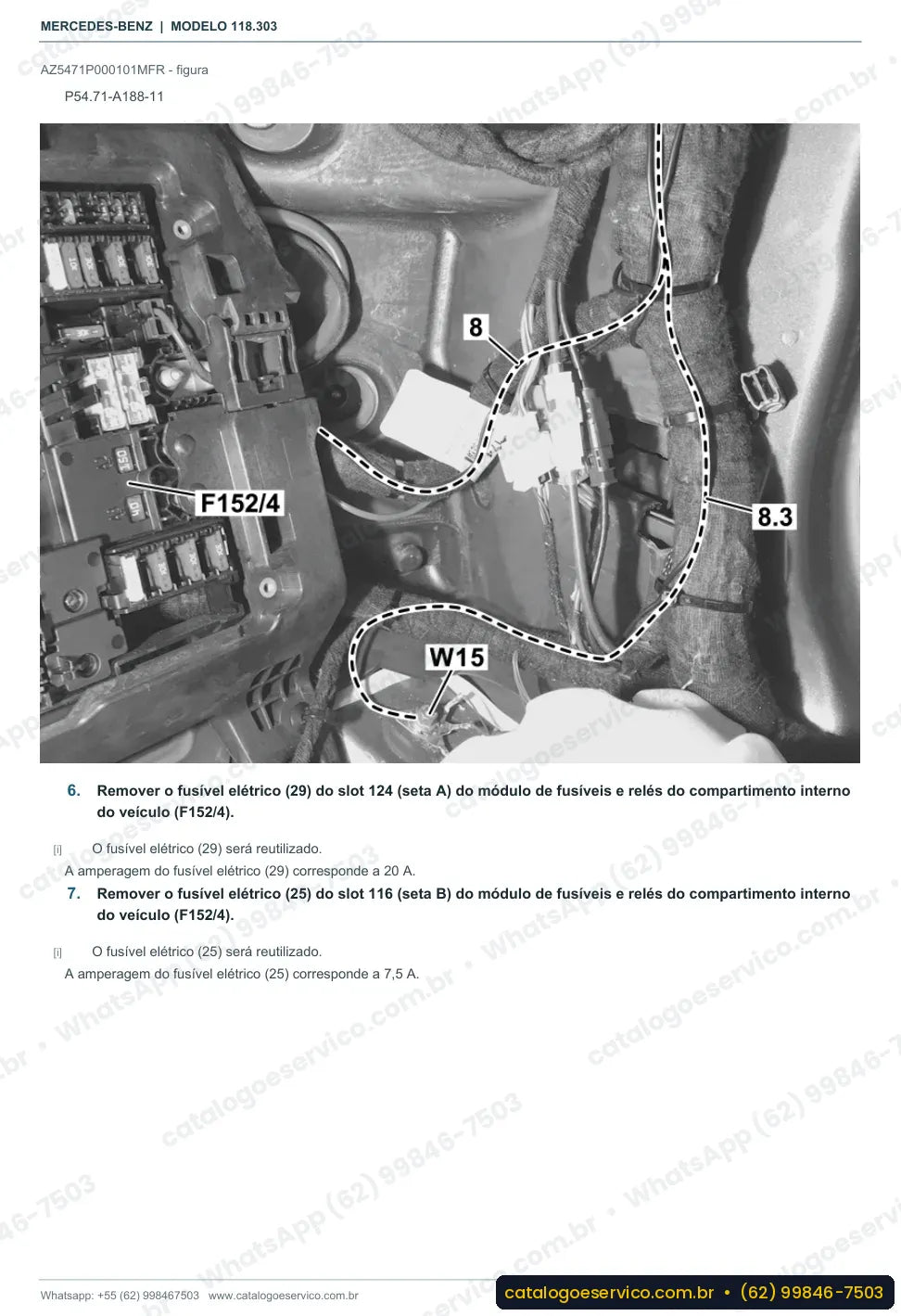 Página de procedimento do manual de oficina Mercedes-Benz CLA 180 (C118)