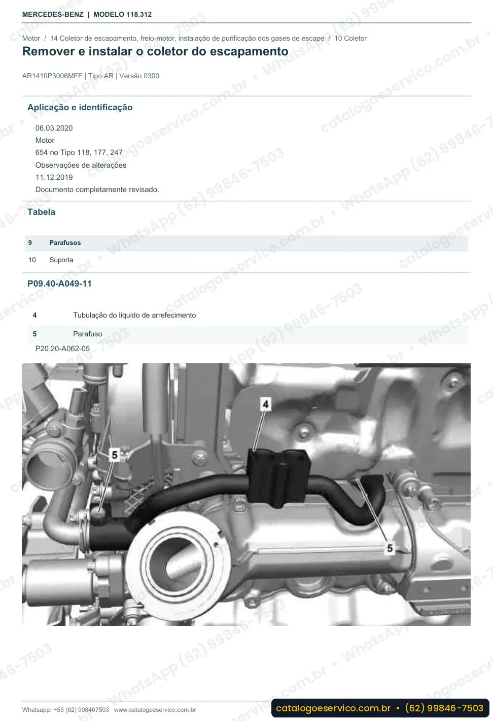 Página de procedimento do manual de oficina Mercedes-Benz CLA 200 (C118)