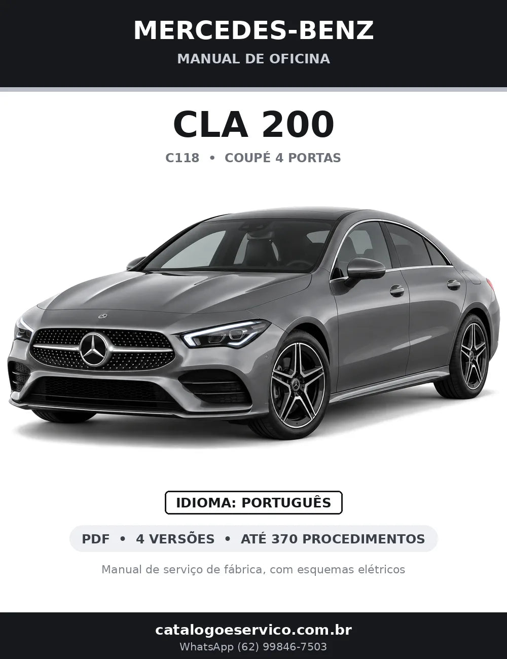 Capa do manual de oficina Mercedes-Benz CLA 200 (C118)