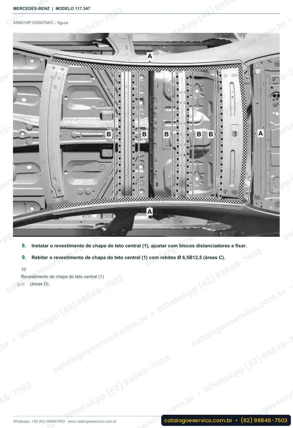 Página de procedimento do manual de oficina Mercedes-Benz CLA 220 (C117)