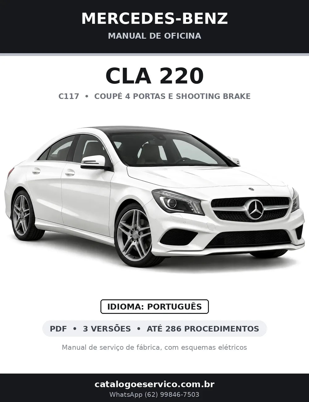 Capa do manual de oficina Mercedes-Benz CLA 220 (C117)