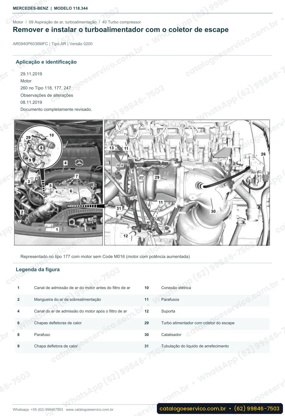 Página de procedimento do manual de oficina Mercedes-Benz CLA 220 (C118)