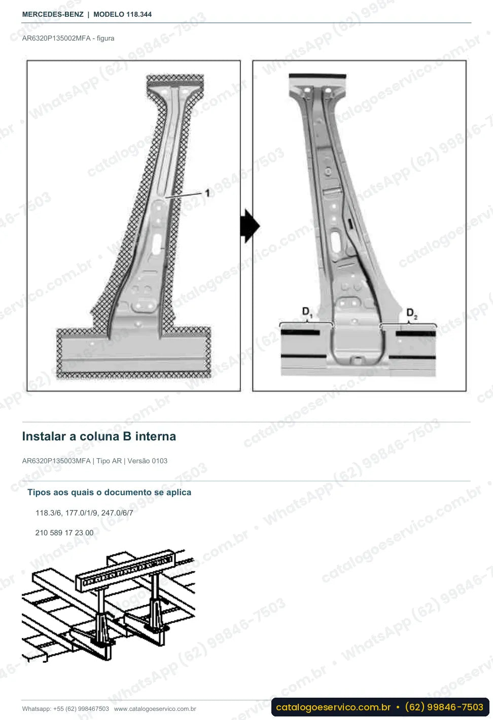 Página de procedimento do manual de oficina Mercedes-Benz CLA 220 (C118)