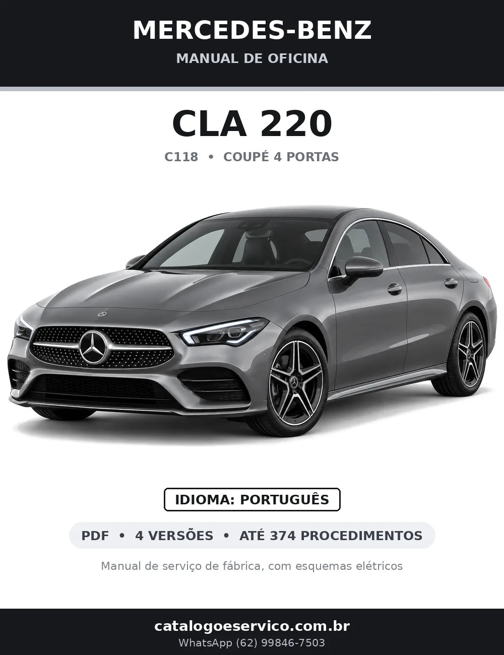 Capa do manual de oficina Mercedes-Benz CLA 220 (C118)