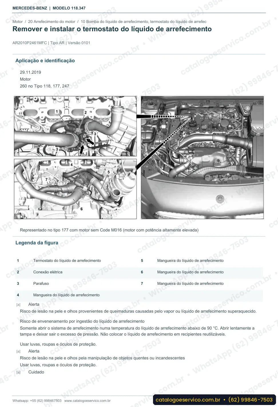 Página de procedimento do manual de oficina Mercedes-Benz CLA 250 (C118)