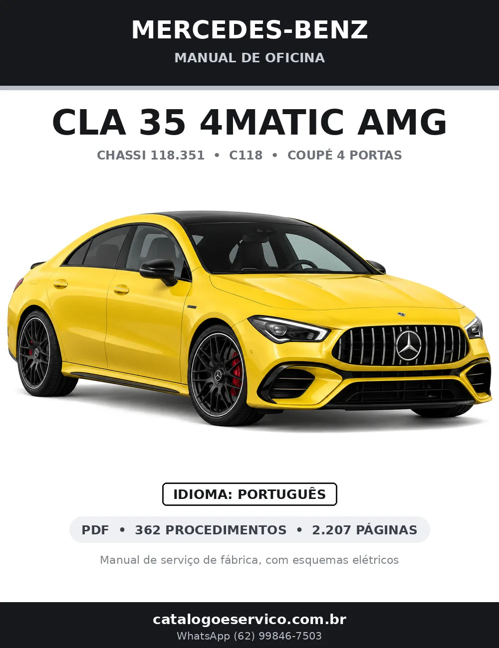 Capa do manual de oficina Mercedes-Benz CLA 35 4MATIC AMG (C118)