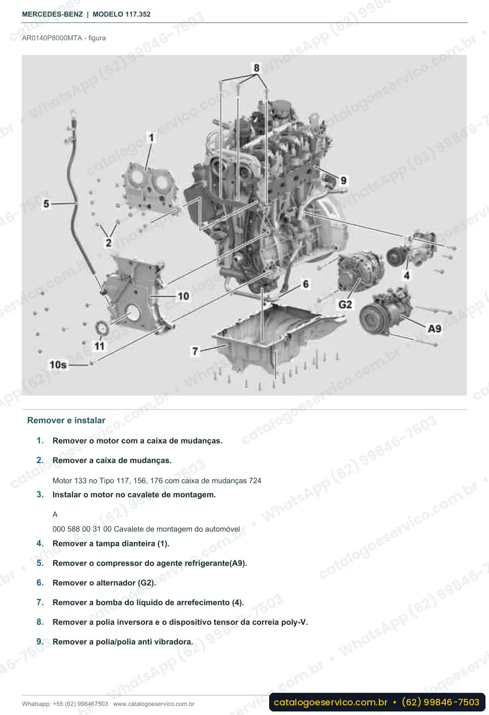 Página de procedimento do manual de oficina Mercedes-Benz CLA 45 AMG (C117)
