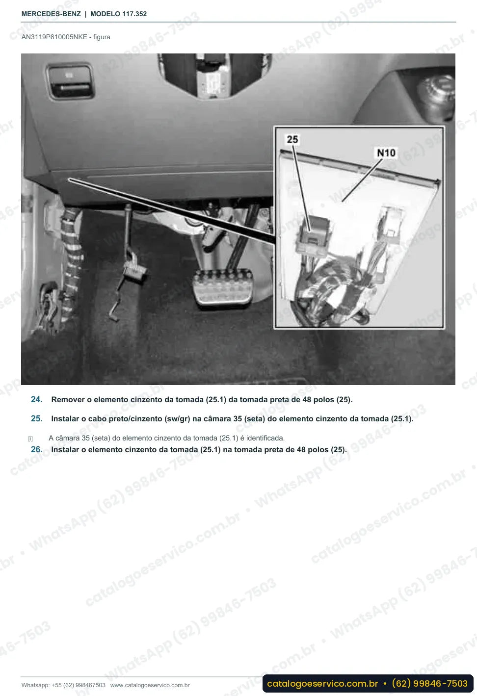 Página de procedimento do manual de oficina Mercedes-Benz CLA 45 AMG (C117)