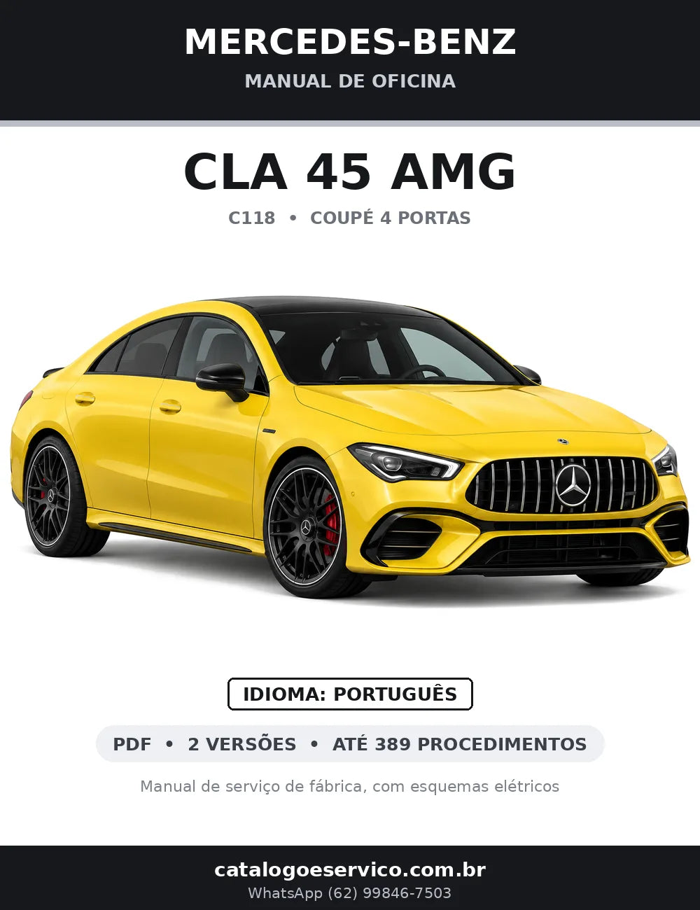 Capa do manual de oficina Mercedes-Benz CLA 45 AMG (C118)