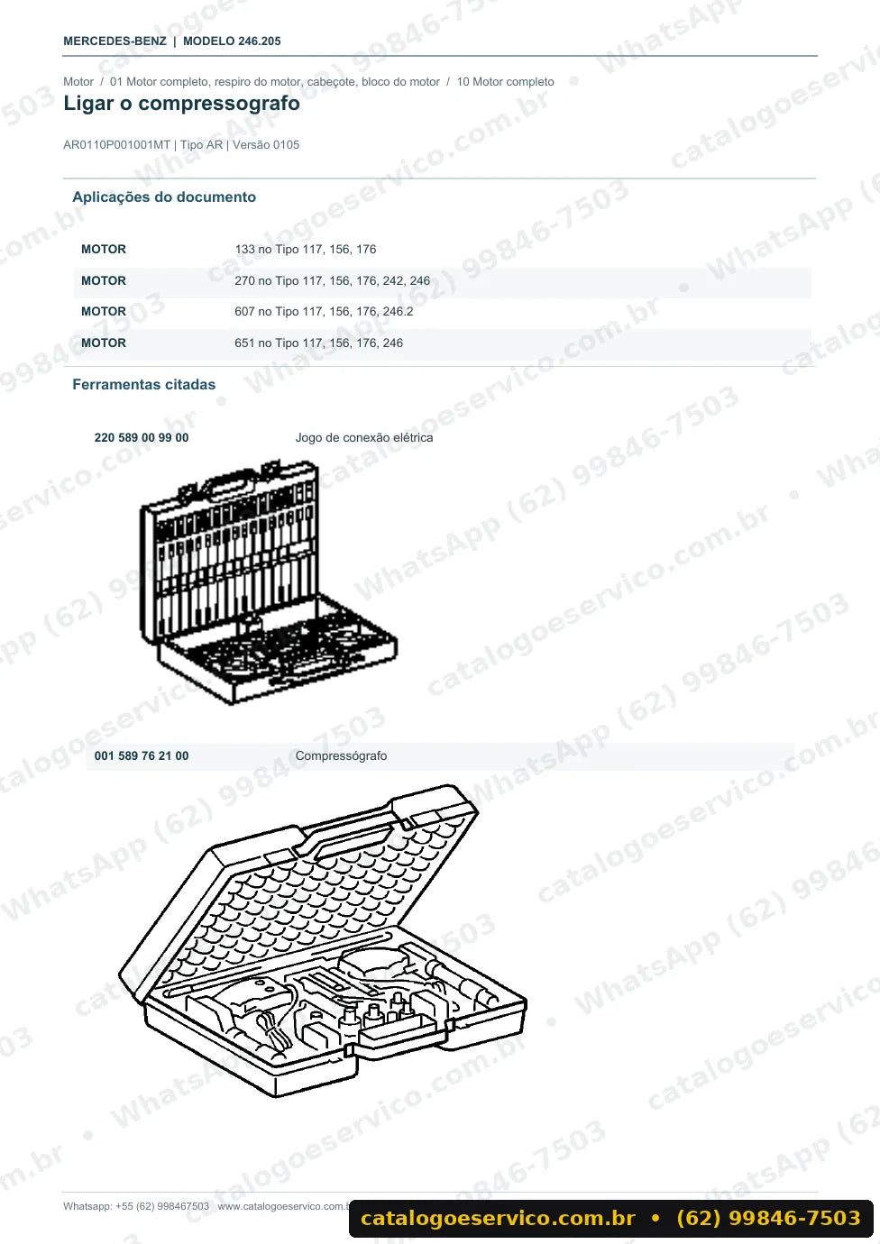 Página de procedimento do manual de oficina Mercedes-Benz Classe B 246.205 (W246)