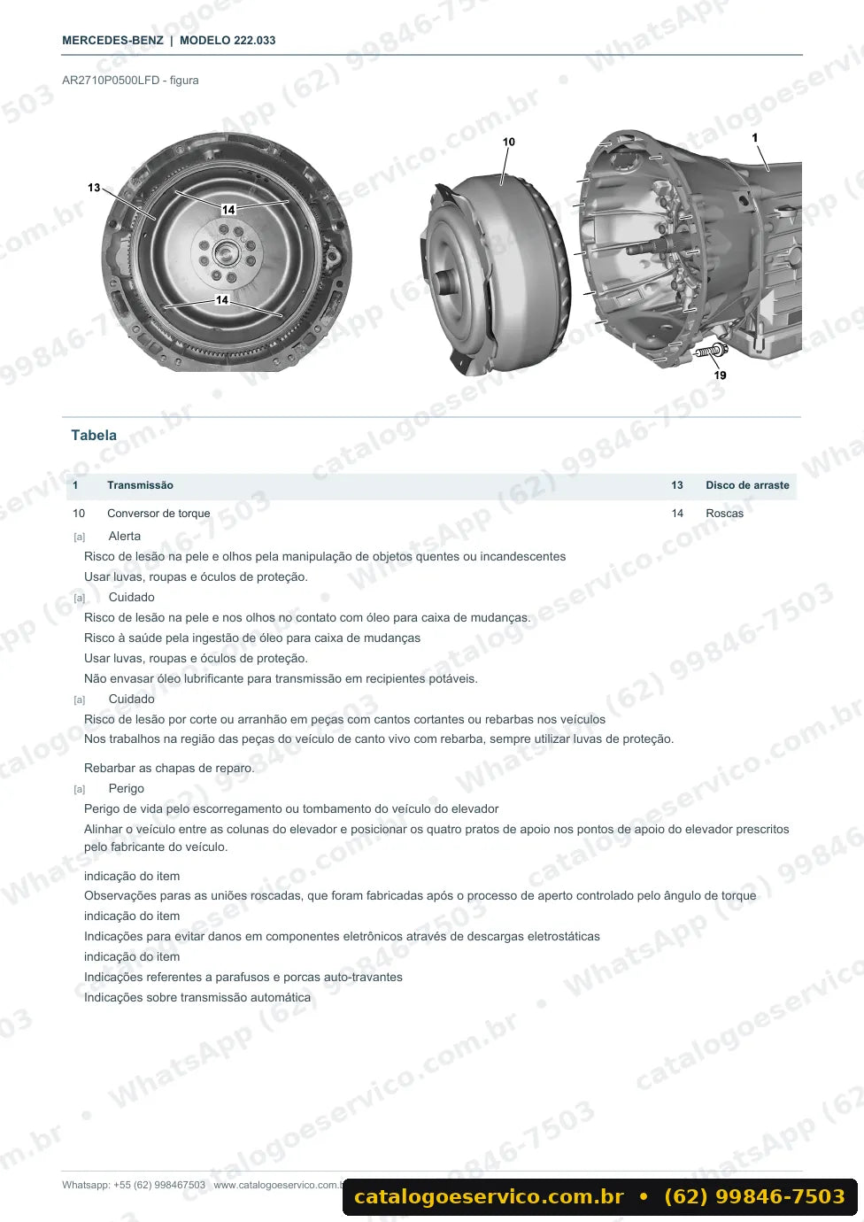 Página de procedimento do manual de oficina Mercedes-Benz Classe S 222.033 (W222)