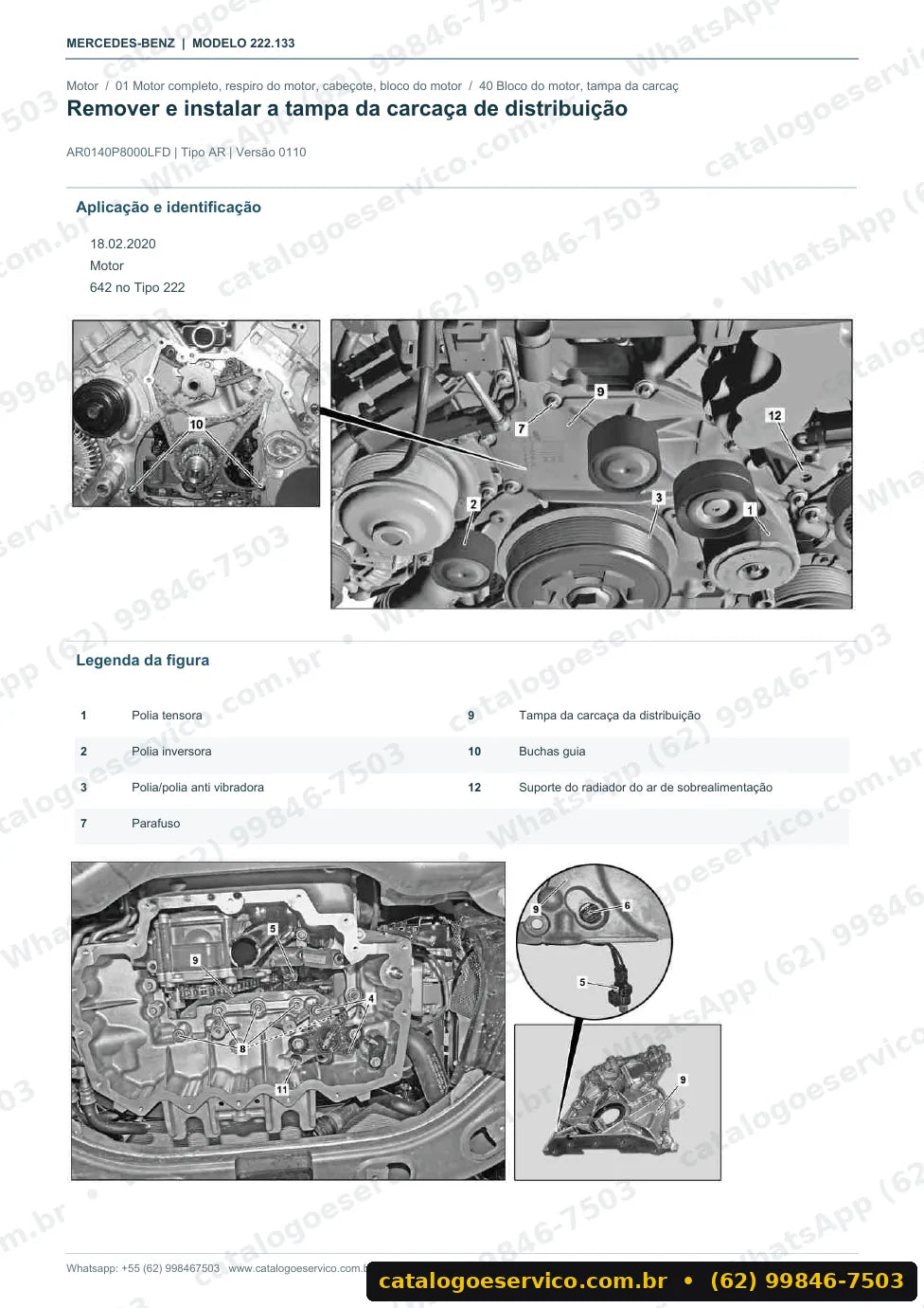Página de procedimento do manual de oficina Mercedes-Benz Classe S 222.133 (W222)